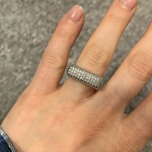 Stainless steel ring with cubic zirconia stones